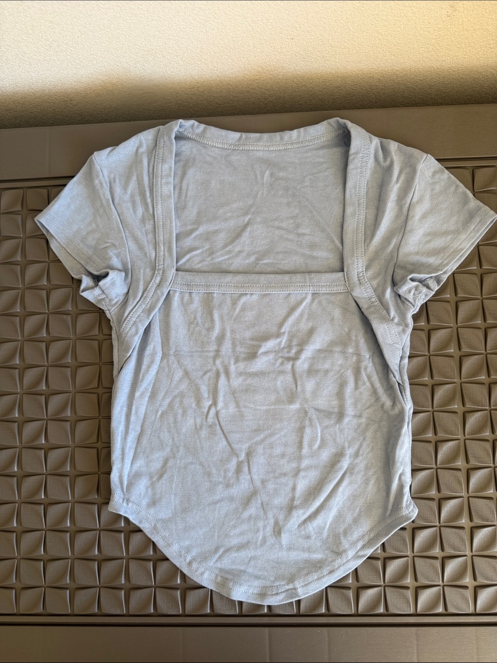 Light Blue Short Sleeve Scoop-Back Tee - Casual Everyday Top